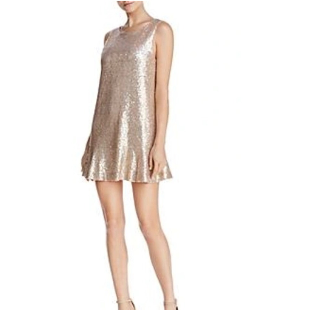 Lost + Wander Sequin Dress Small Champagne Gold Sleeveless Keyhole Party‎